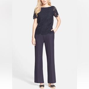 Tory‎ Burch Woman's Navy Blue Avalon Jumpsuit Lace Sz 4